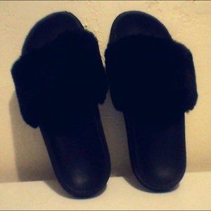Black Fuzzy Slides